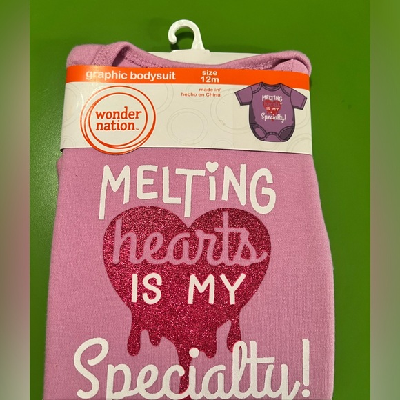 12m onesie shirt short sleeve melting hearts graphics front infant baby toddler - Picture 1 of 6